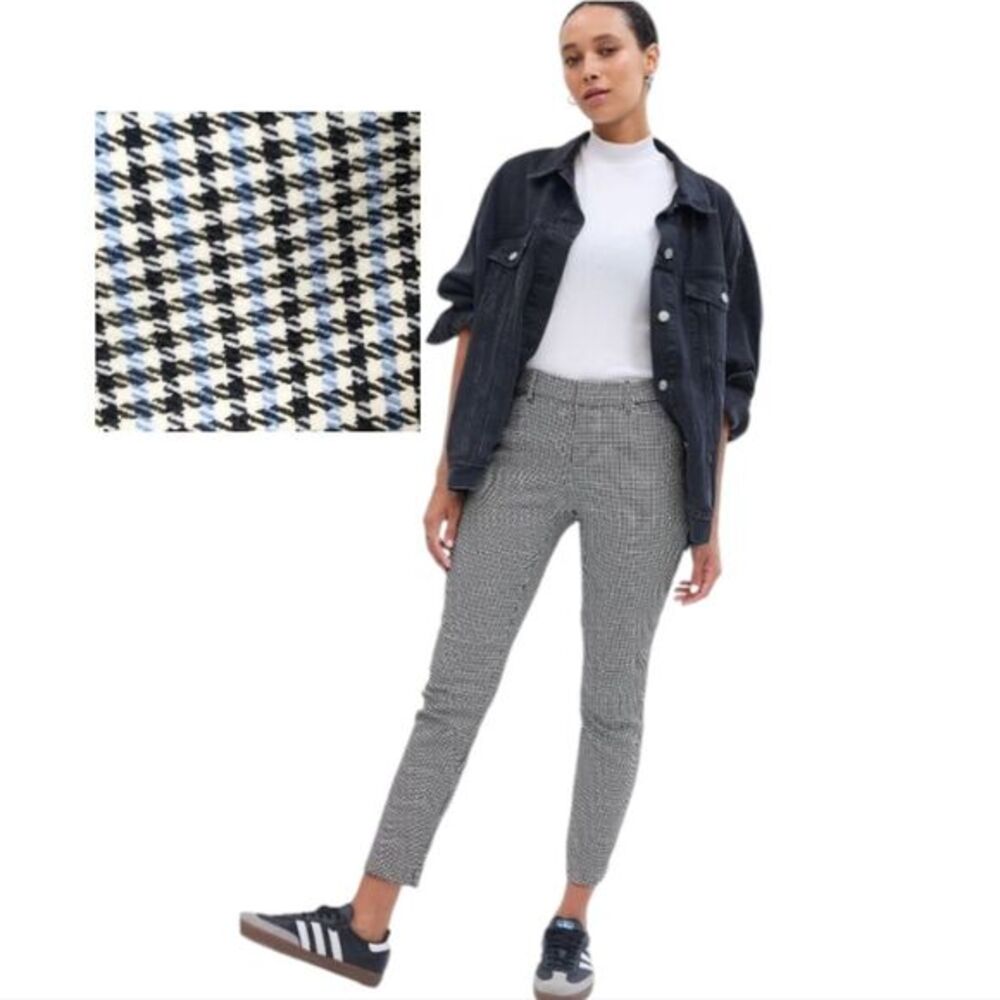 GAP NWT Signature Mini Houndstooth Blue Black‎ Skinny Ankle Pants Women's 4 P